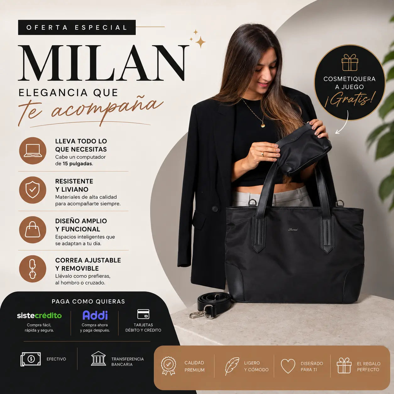 Bolso Milán + Cosmetiquera